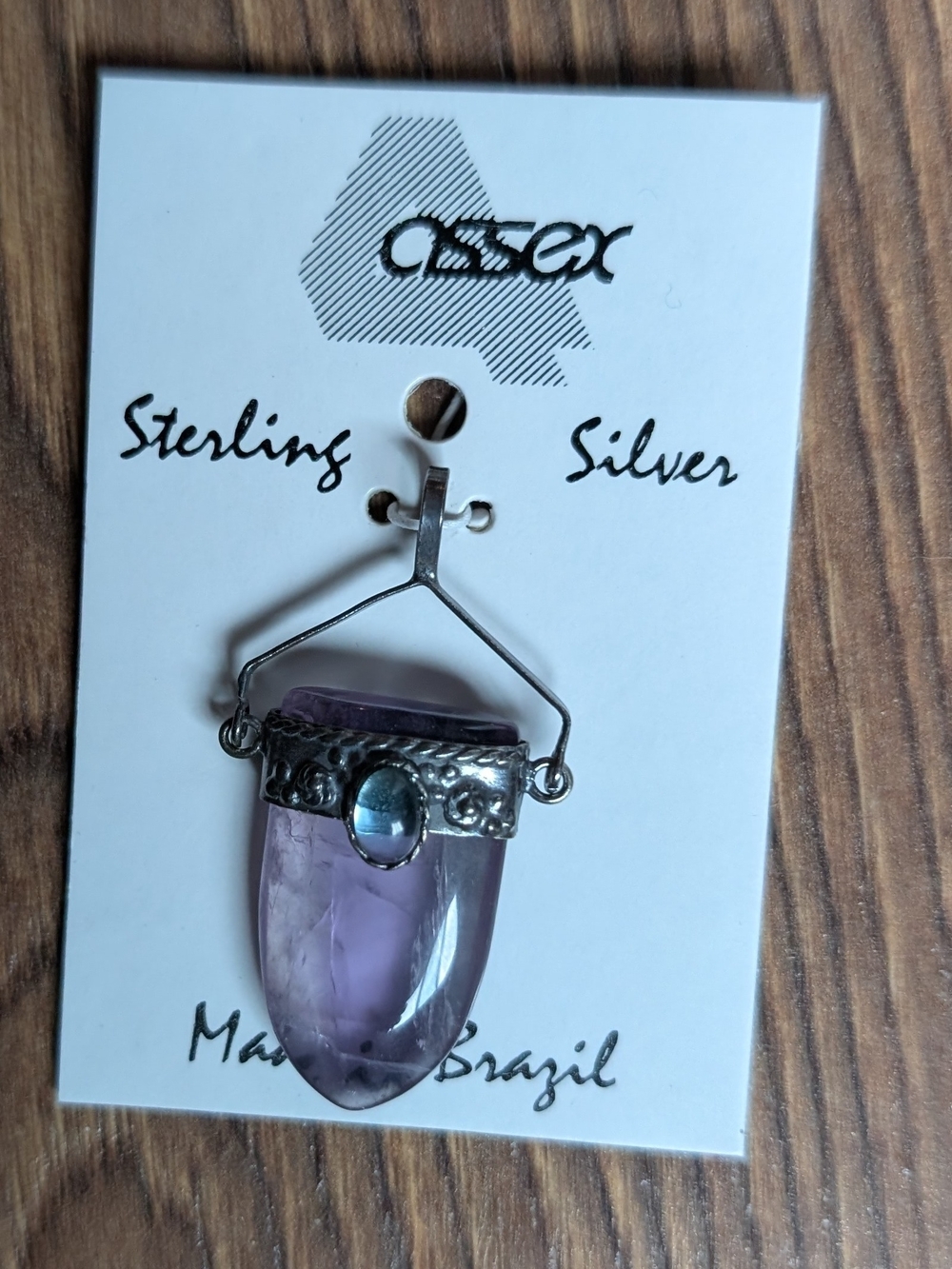 Sterling Silver Amethyst Pendant with Blue Topaz Accent
